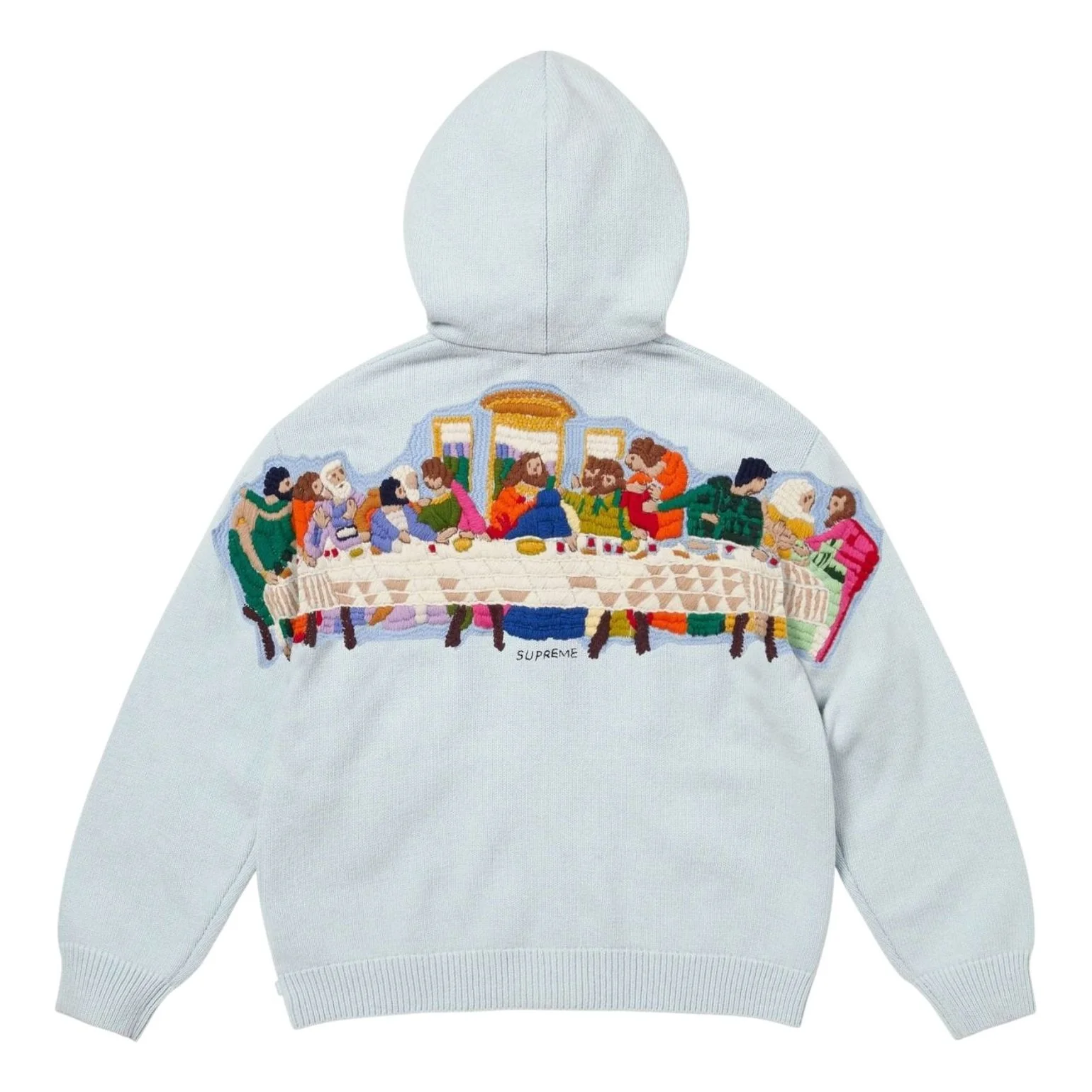 Supreme Last Supper Embroidered Zip Up Hooded Sweater 'Light Blue' SS25SK28-LIGHT-BLUE