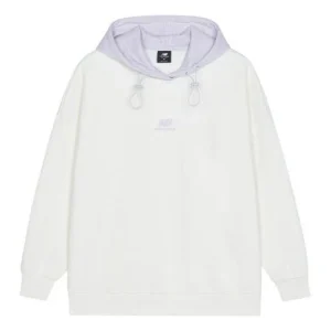 (WMNS) New Balance Logo Fleece Hoodie Asia Sizing 'White Lilac' AWT13346-AS8