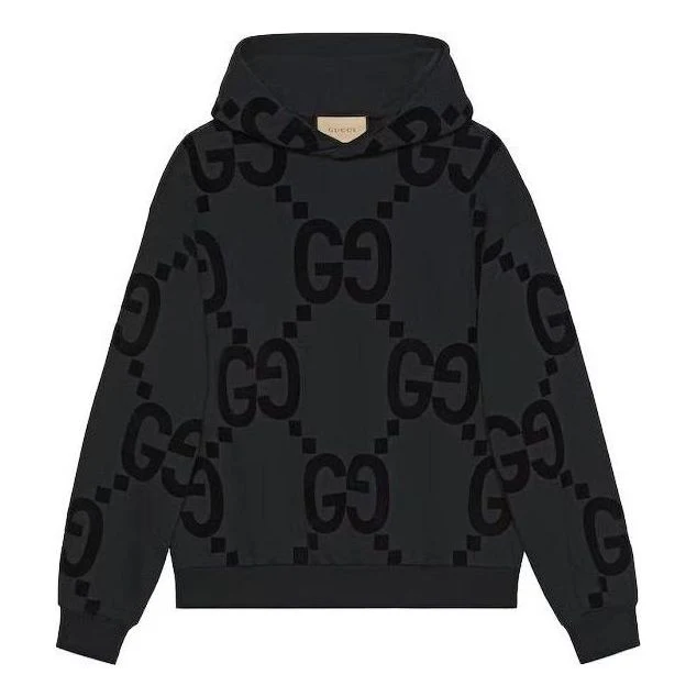Gucci GG Flocked Print Cotton Fleece Sweatshirt 'Black' 768499-XJF37-1868