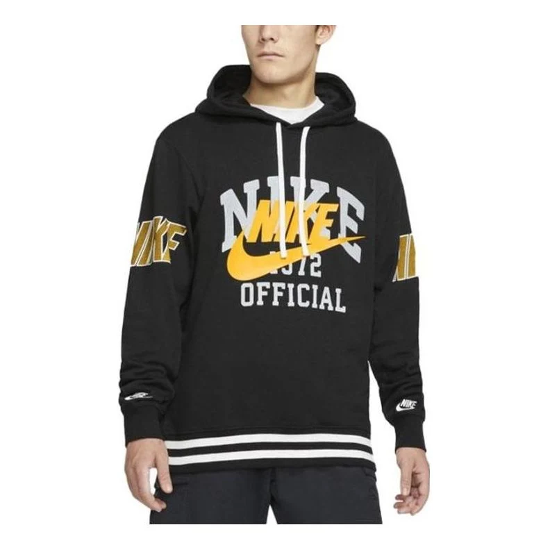 Nike large front logo hoodie 'Black' DD6169-010