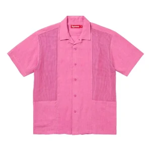 Supreme Mesh Panel Linen Shirt 'Pink' SUP-SS24-290
