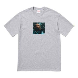 Supreme FW18 Marvin Gaye Tee Heather Grey Character Printing Short Sleeve Unisex Gray T-Shirt SUP-FW18-1187