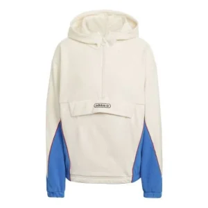 (WMNS) adidas Originals Retro Luxury Fleece Hoodie 'Off-white Red Blue' HL0053