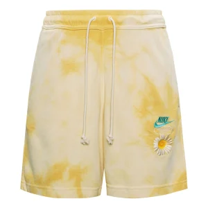 Nike SportswearFrench Terry Solid Color Logo Flowers Embroidered Casual Shorts Gold Color DM5017-777