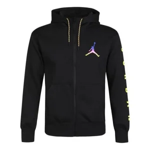 Air Jordan Solid Color Athletic Fleece Lined Zipper Hooded Jacket Men's Black CU9123-010