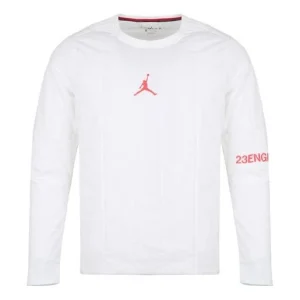 Air Jordan 23 Engineered Quilted Round Neck Pullover logo Sports Long Sleeves White AJ1055-100
