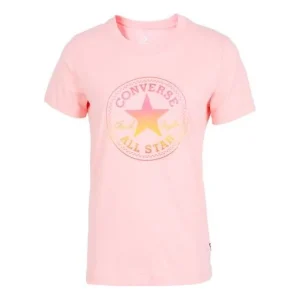 (WMNS) Converse Alphabet Pattern Printing Round Neck Short Sleeve Pink 10017088-A03