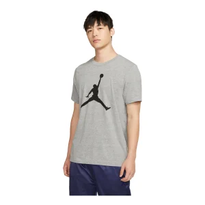 Men's Air Jordan Chest Large Logo Printing Round Neck Cotton Short Sleeve Gray T-Shirt CJ0921-091
