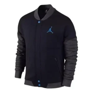 Air Jordan Logo Varsity Jacket 'Black Blue' 677812-010