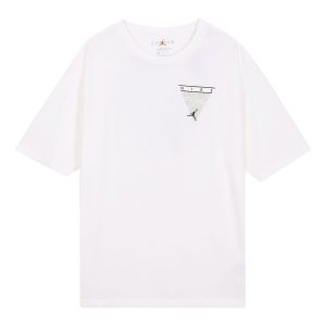 Men's Air Jordan Flight Essentials Washed Basketball Sports Printing Round Neck Short Sleeve White T-Shirt CZ8064-101