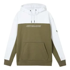 New Balance Casual Color Block Hoodie Asia Sizing 'White Olive Green' AMT04368-OV