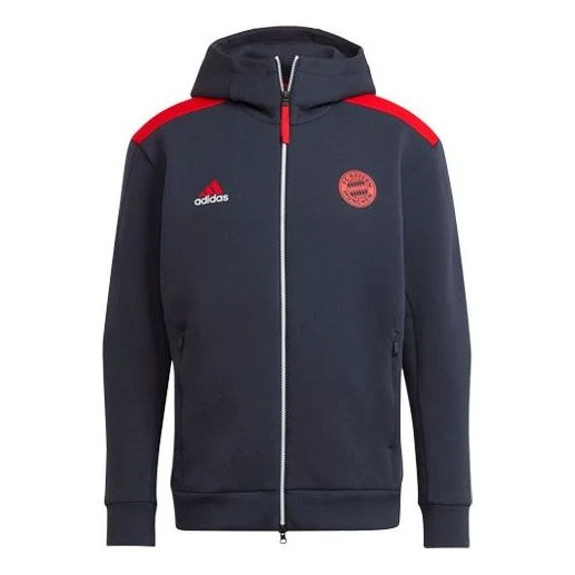 Men's adidas Fcb Zne Bayern Munich Black Soccer/Football Training Sports Hooded Jacket Deep Navy Blue GT7084