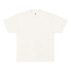 Men's Nike Lab Solo Swoosh Basic Sports Short Sleeve Light Bone White T-Shirt DA0321-072