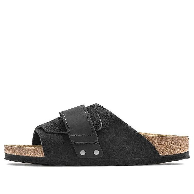 Birkenstock Kyoto Nubuck-Suede Leather Sandals 'Black' 1022350