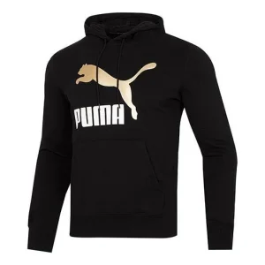 PUMA Classics Metallic Logo TR Logo Printing hooded Sports Black 535341-01