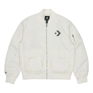 Converse SS22 Logo Loose Sports Retro aviator Jacket Couple Style White 10024169-A01