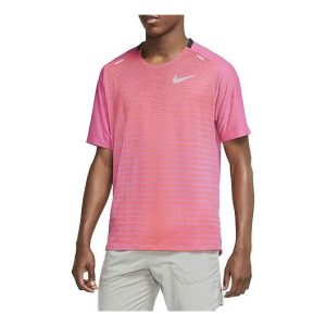 Nike TechKnit Future Fast Running Round Neck Short Sleeve Pink CU6057-551