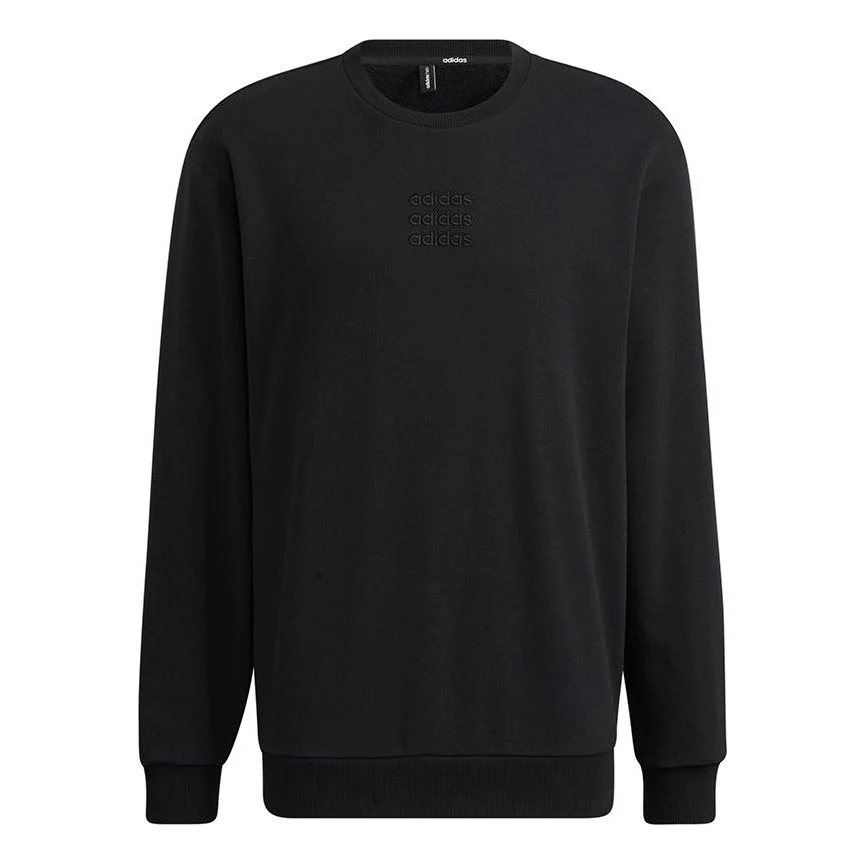 Men's adidas neo Ce C+ Swt Embroidered Logo Pullover Round Neck Sports Black H14216
