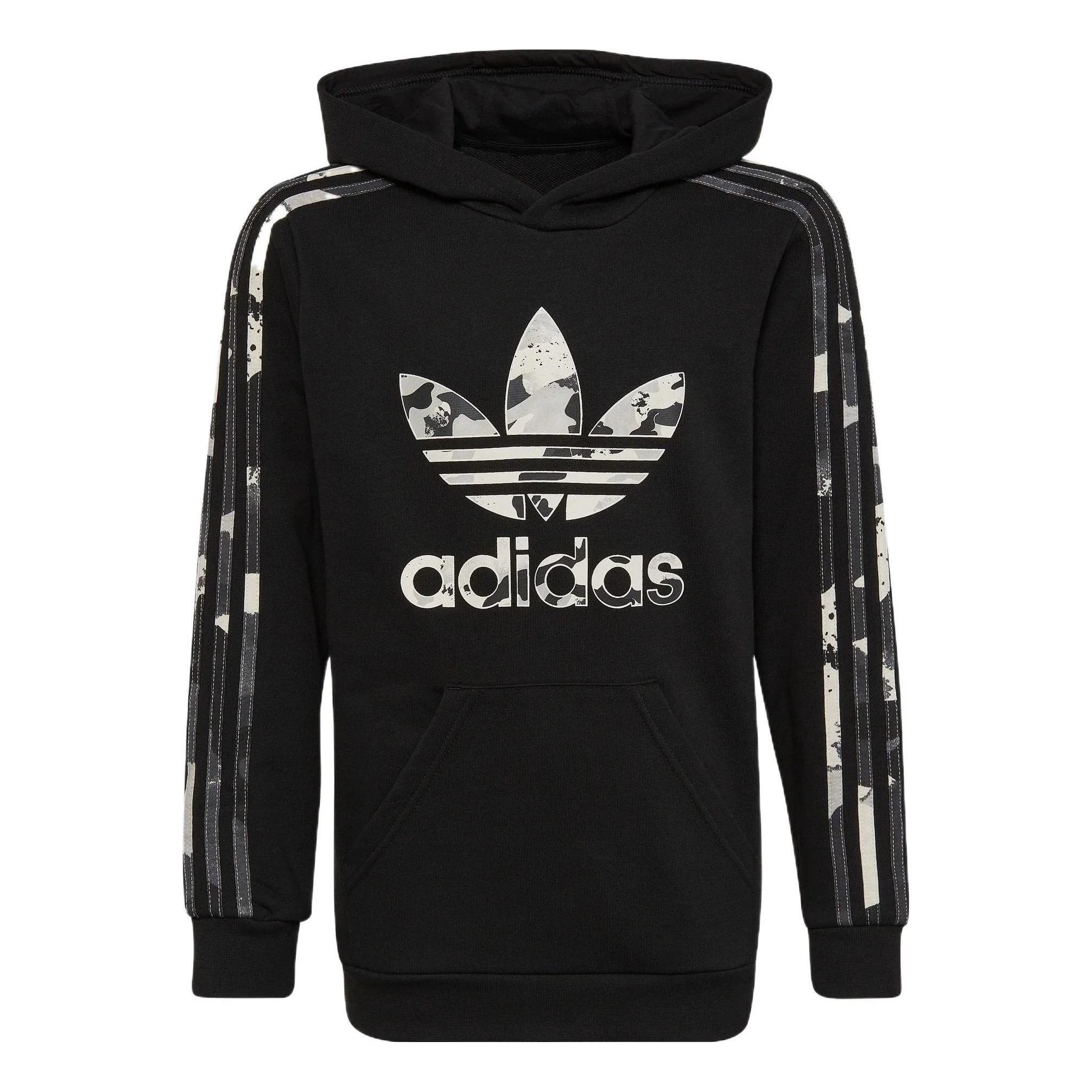 (GS) adidas Original Logo Hoodie Asia Sizing 'Black White' HK0282