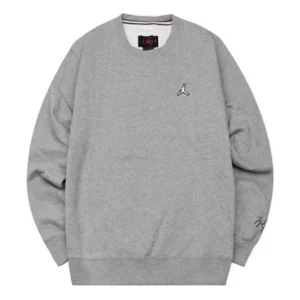 Men's Jordan Fleece Lined Athleisure Casual Sports Long Sleeves Solid Color Embroidered Pullover Gray DN7957-091
