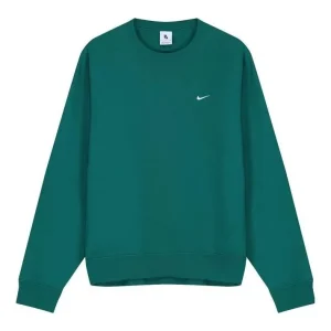 Men's Nike Embroidered Logo Solid Color Round Neck Long Sleeves Green CV0554-340