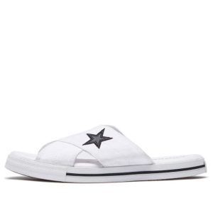 (WMNS) Converse One Star Slide Canvas White Slippers 'White Black' 565530C