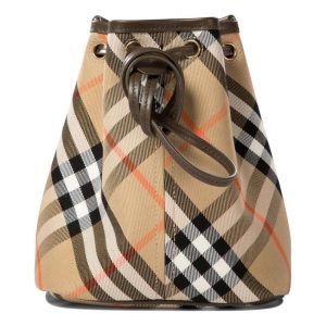 (WMNS) Burberry 25 Checked Drawstring Bucket Bag 'Beige' 8093804