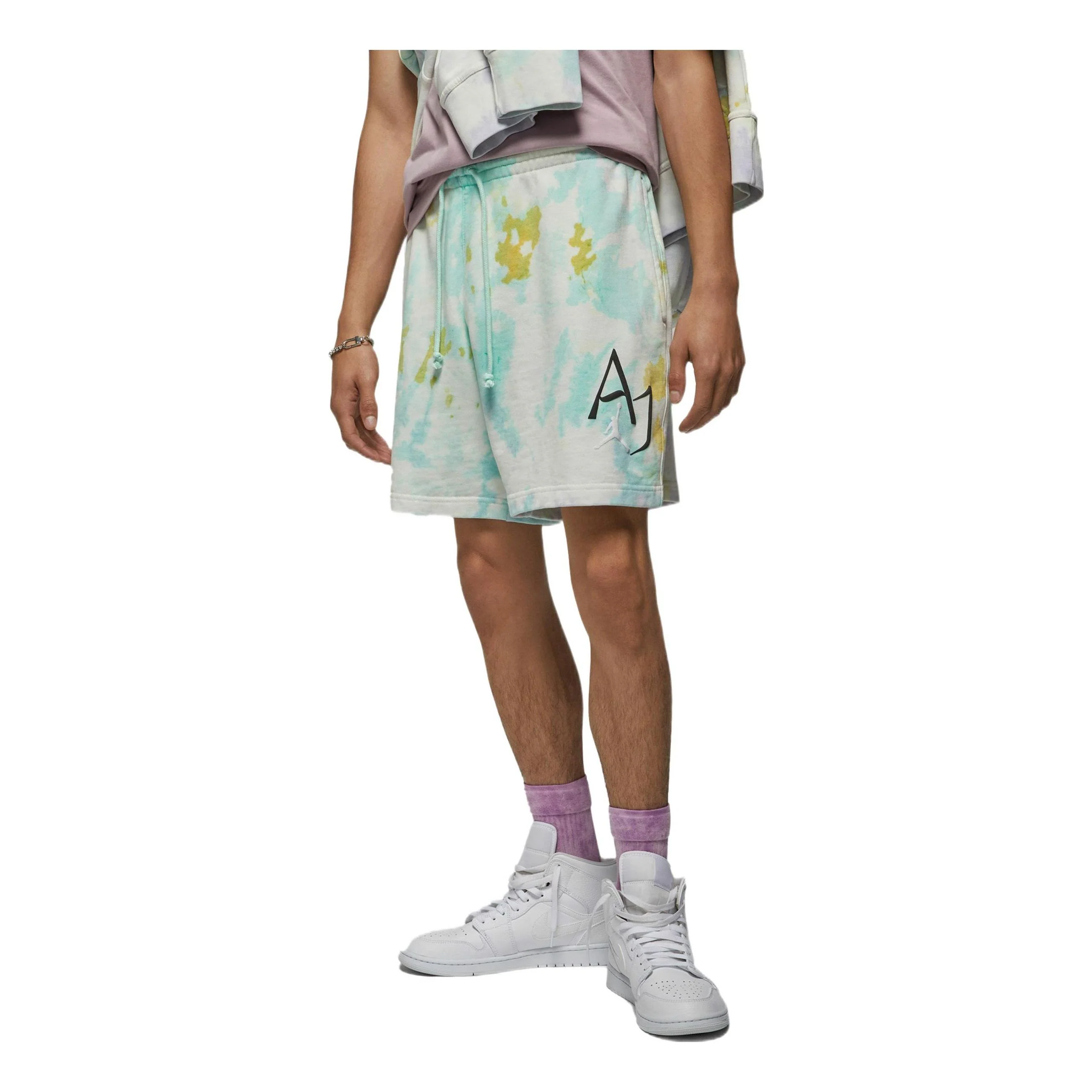 Men's Air Jordan Tie Dye Logo Knit Shorts Green DM1871-530