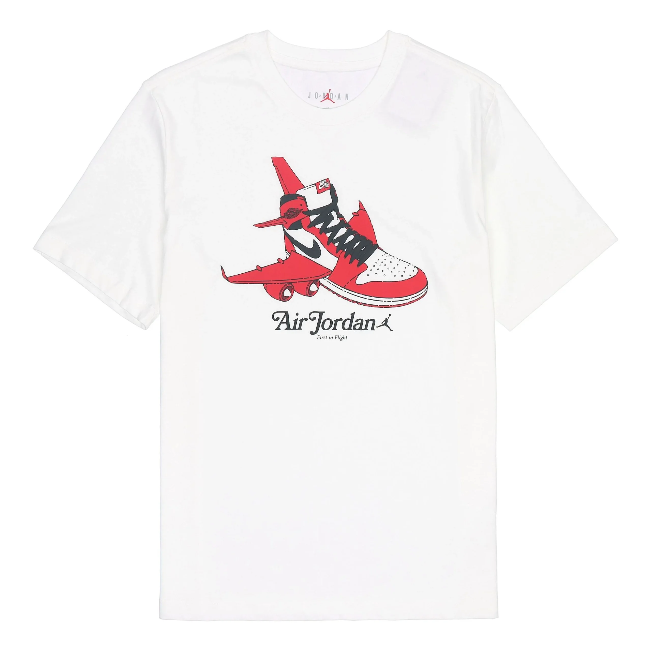 Air Jordan Shoe Alphabet Printing Round Neck Short Sleeve Unisex White DN1443-100