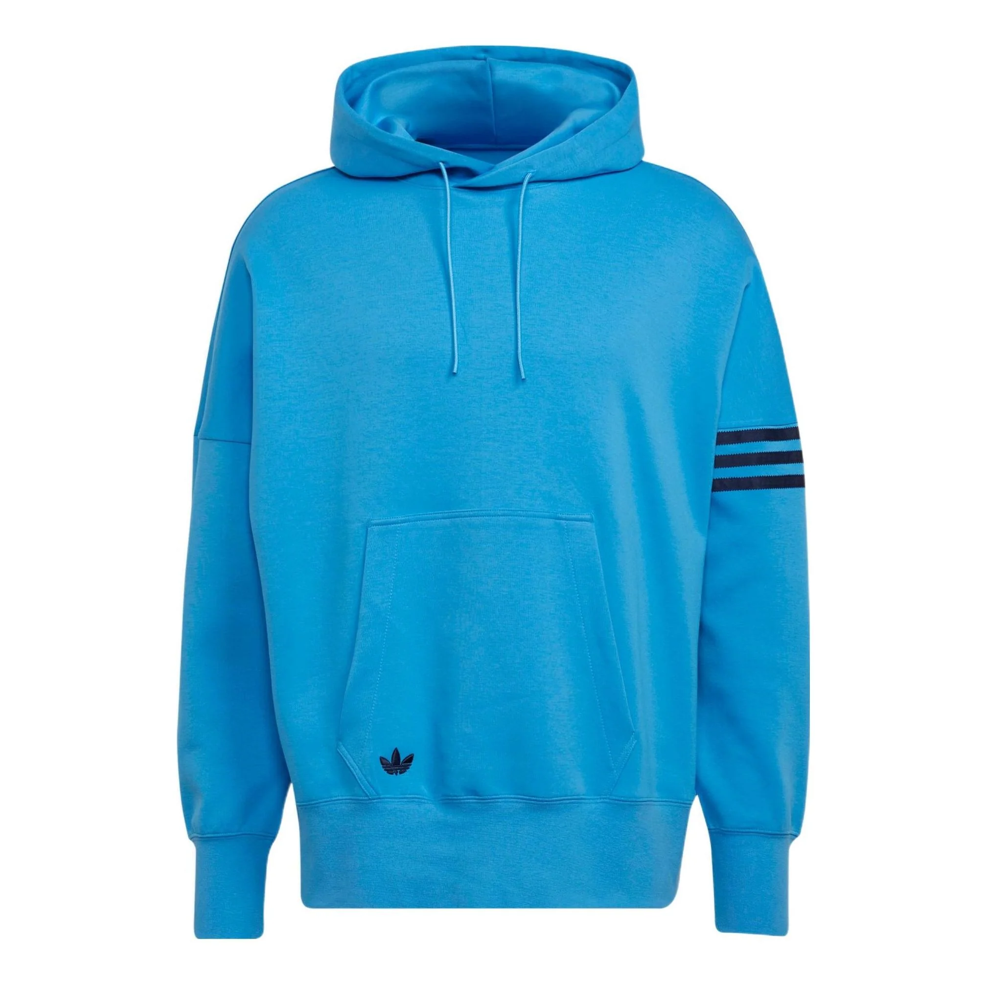 Men's adidas originals Solid Color Logo Drawstring Hooded Pullover Long Sleeves Blue HM1872
