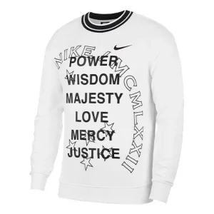Nike Alphabet Printing Casual Sports Round Neck Pullover White CJ4963-100