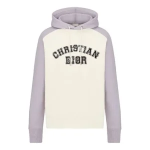 Men's DIOR x KENNY SCHARF Crossover FW21 Cotton Fleece hooded Long Sleeves Gray White Colorblock 193J647A0687-C880