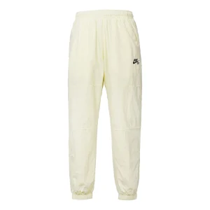 Men's Nike Logo Pattern Loose Bundle Feet Sports Pants/Trousers/Joggers Beige CW7716-113