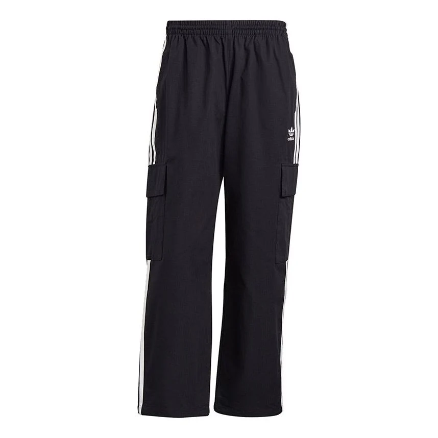 Men's adidas originals 3-stripes Cargo Contrasting Colors Sports Pants/Trousers/Joggers Autumn Black H09117