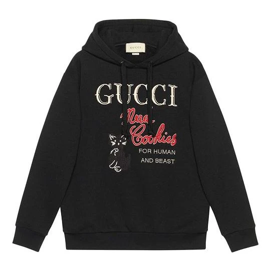 (WMNS) Gucci Mad Cookies Embroidered Hoodie 'Black' 615061-XJC0C-1082