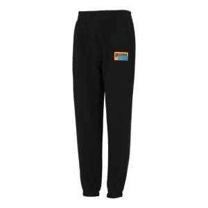 PUMA Graphic Logo Sweatpants 'Black' 673604-01