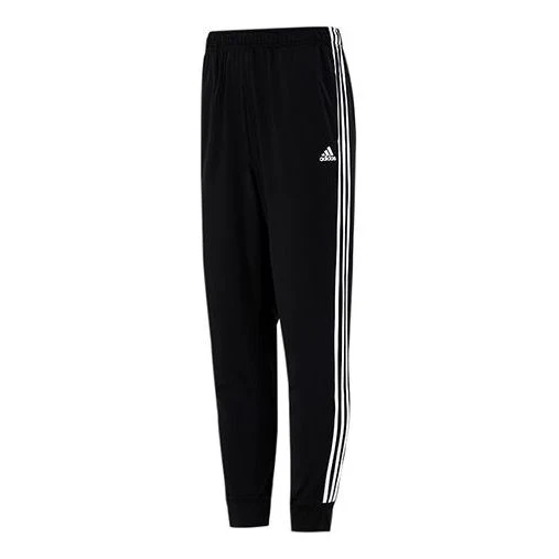 Men's adidas 3s Jog Tp Tri Stripe Splicing Bundle Feet Sports Pants/Trousers/Joggers Autumn Black H46105