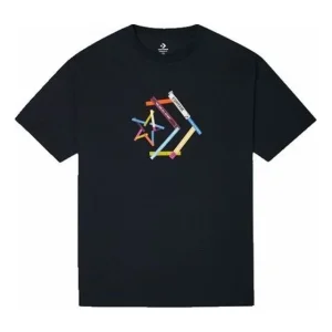 Converse Star Chevron Printing Sports Round Neck Short Sleeve T-Shirt Asia Sizing 'Black' 10022774-A02
