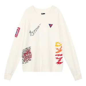 Nike Sportswear NSW Reflective Graffiti Printing Round Neck Pullover White CJ5056-133