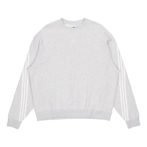 Men's adidas originals Side Stripe Loose Round Neck Pullover Gray FM1520