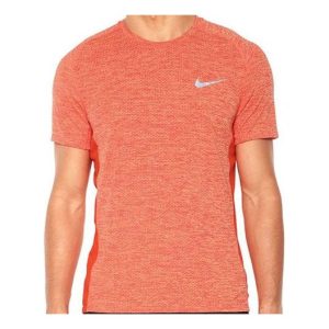 Men's Nike Solid Color Sports Breathable Round Neck Pullover Short Sleeve Orange T-Shirt 834241-809