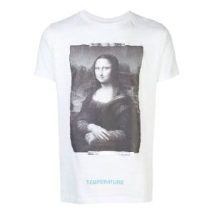 Off-White x MCA Crossover Mona Lisa Printing Round Neck Pullover Short Sleeve Slim Fit Version White OMAA002G190010170188