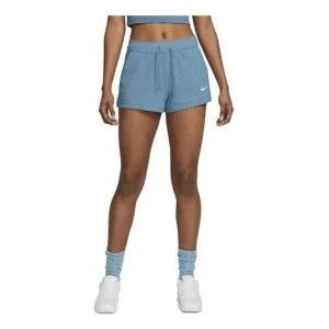 (WMNS) Nike Sportswear High-Waisted Ribbed Shorts 'Aqua White' DV7862-440