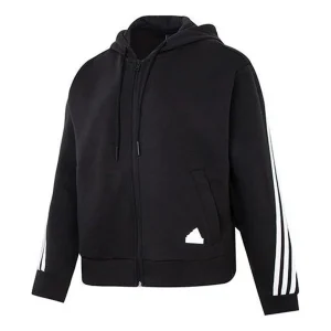(WMNS) adidas Future Icons 3-Stripes Full-Zip Hoodie Asia Sizing 'Black White' HT4715
