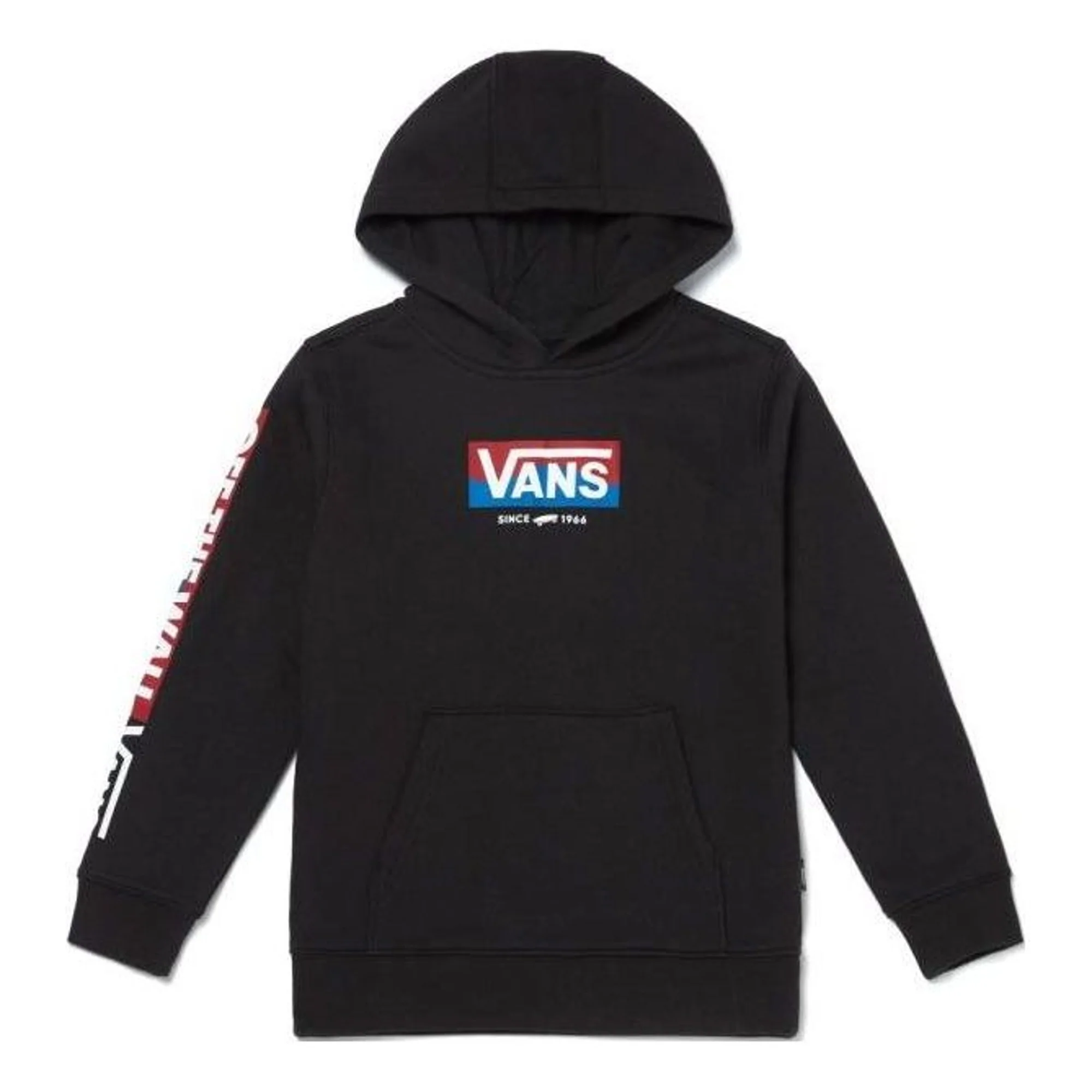 (GS) Vans Logo Printed Hoodie 'Black Red Blue' VN0A5FLZBLK