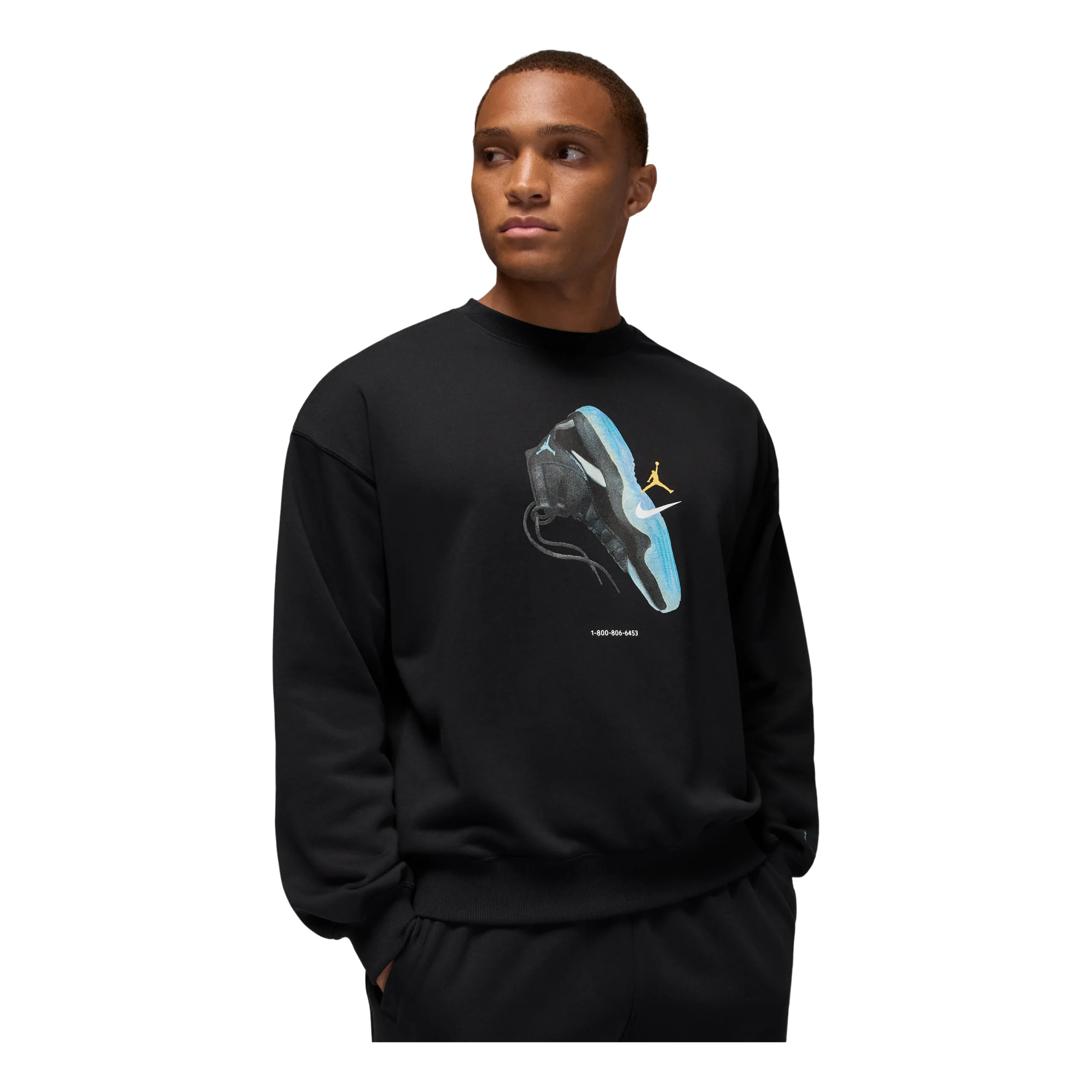 Air Jordan Brooklyn Fleece Crewneck Sweatshirt 'Black Gamma Blue' IM6301-010