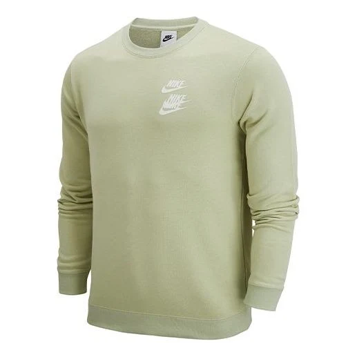 Men's Nike Nsw Logo Printing Round Neck Pullover Sports Light Olive Green DV7381-371