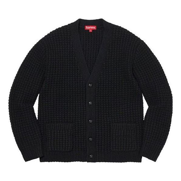 Supreme FW21 Waffle Knit Cardigan Jacket 'Black' SUP-FW21-056