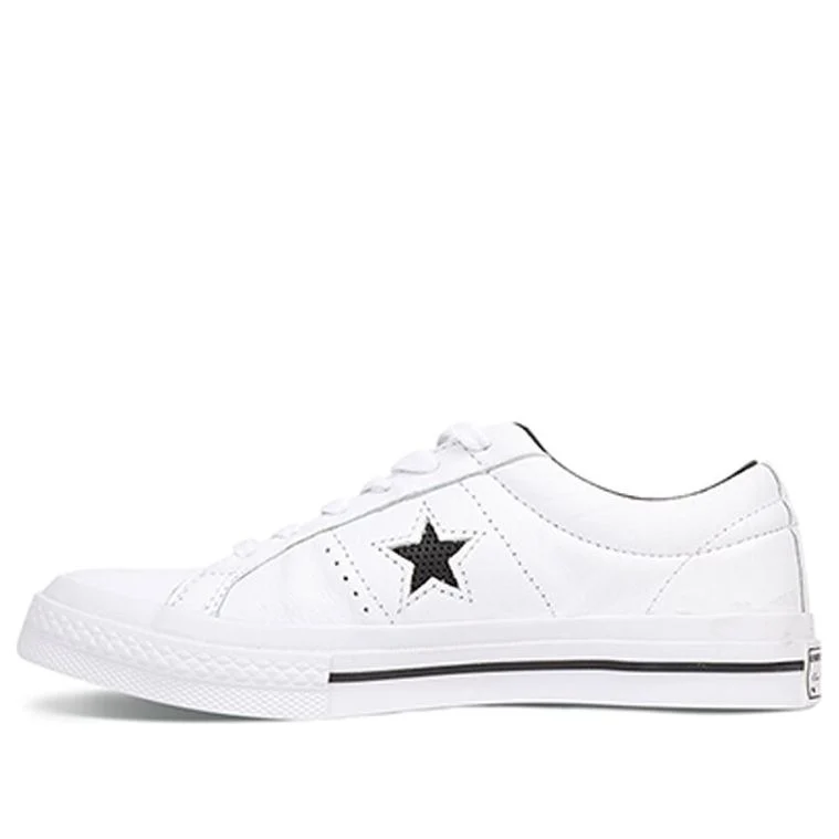 Converse One Star Perforated Leather Low Top 'White Black' 158464C