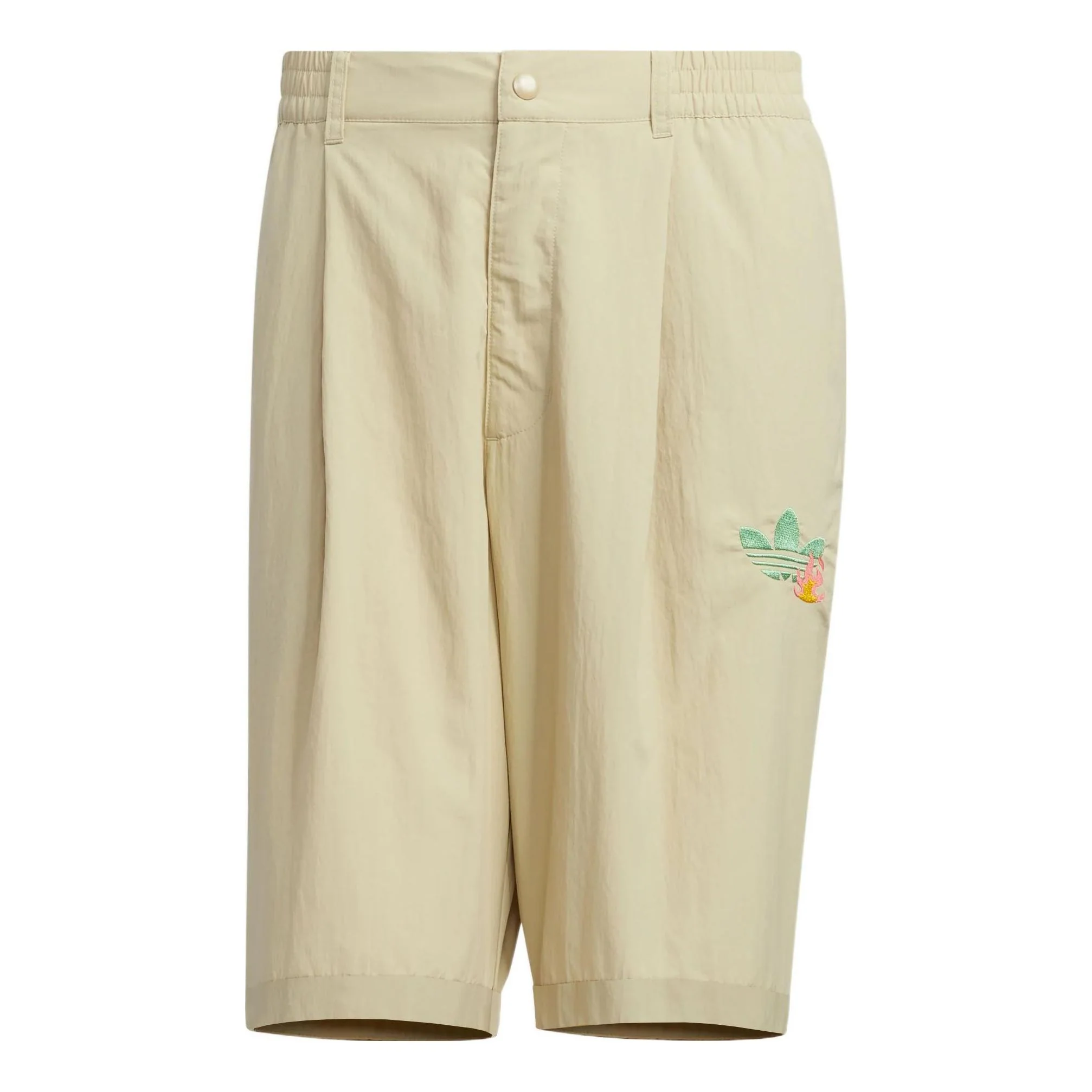 Men's adidas originals Y2K Shorts 2 Solid Color Logo Pattern Straight Sports Khaki HM8038
